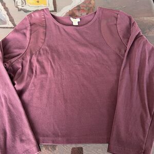 Maeve Anthropologie Women’s 3X Mauve Long Sleeve Shirt Leather Shoulder Detail